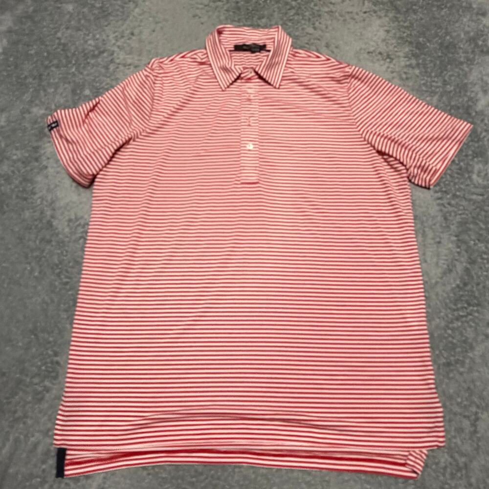 Polo Ralph Lauren RLX Polo Shirt Mens Large Red Striped Performance Golf